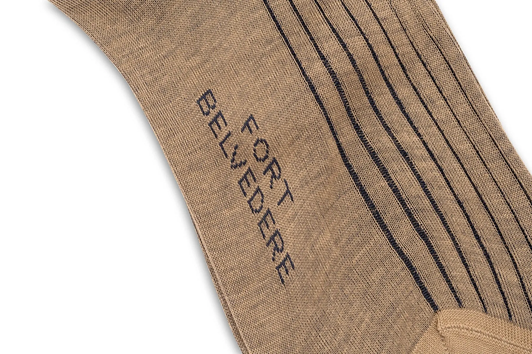 Khaki & Navy Shadow Stripe Cotton Socks