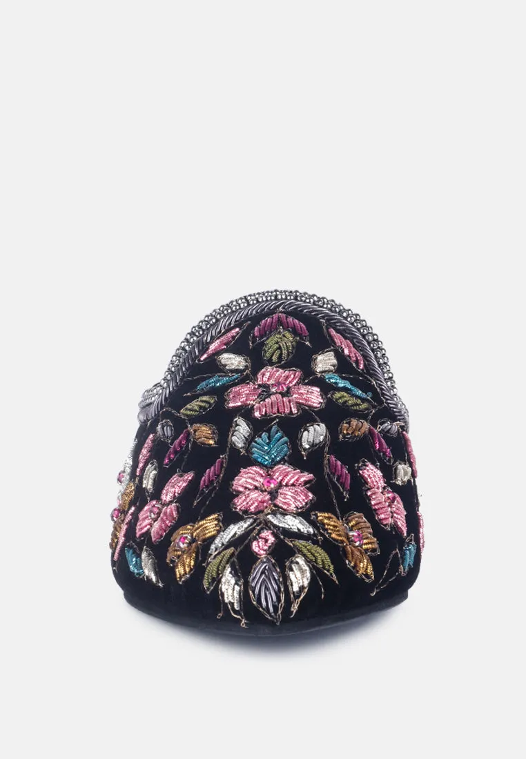 MARCELLA Black Embroidered Mules