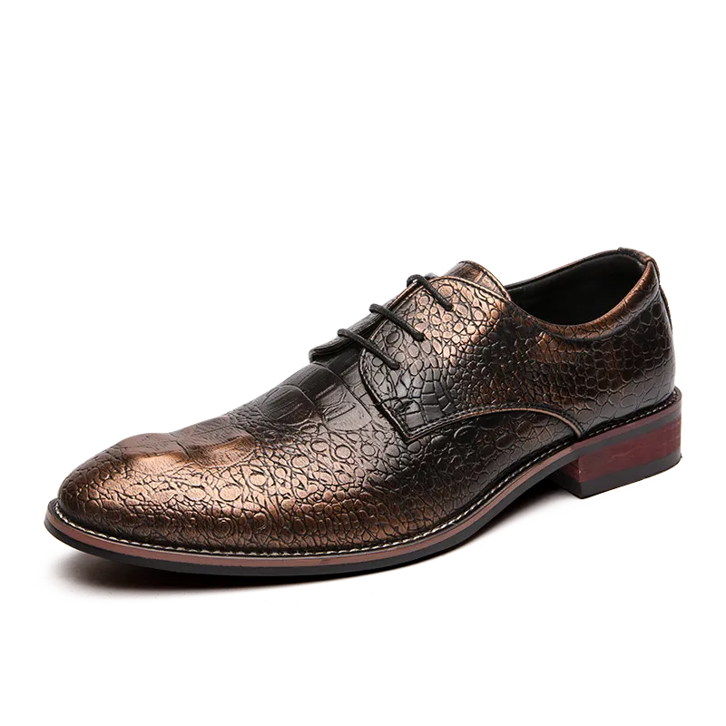 Men Casual Gold Leather Shoes