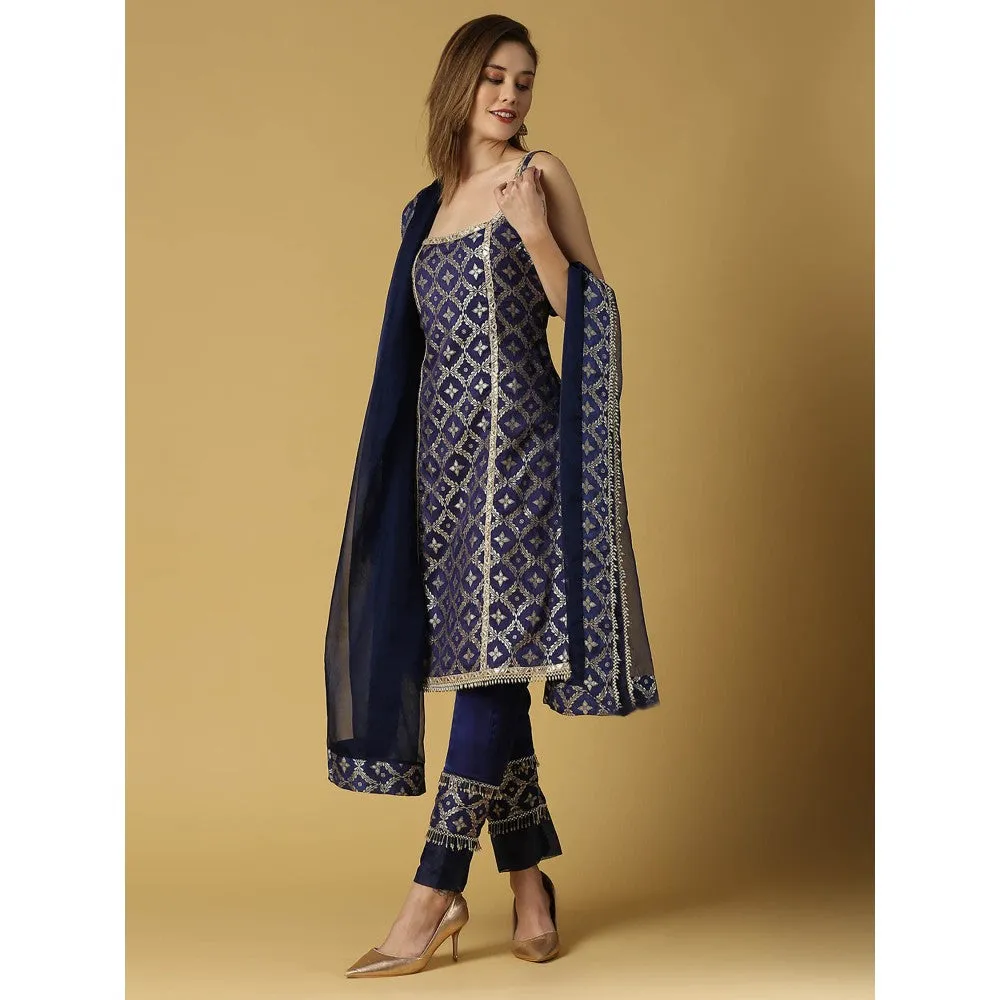 MONK & MEI Kala-Sleeveless Kurta-Deep Blue (Set of 3)
