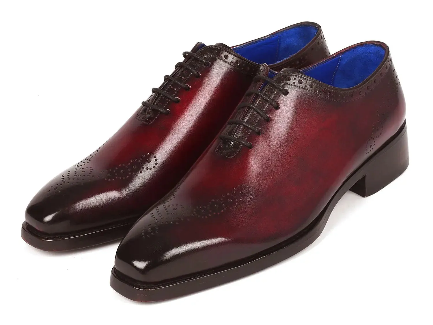 Paul Parkman Goodyear Welted Punched Oxfords in Bordeaux