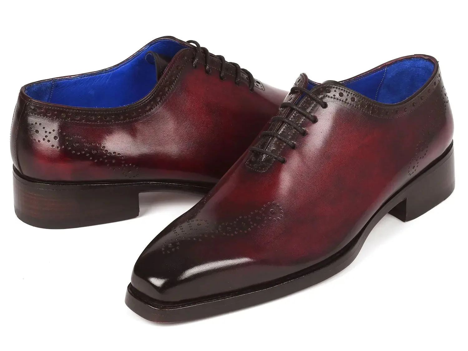 Paul Parkman Goodyear Welted Punched Oxfords in Bordeaux