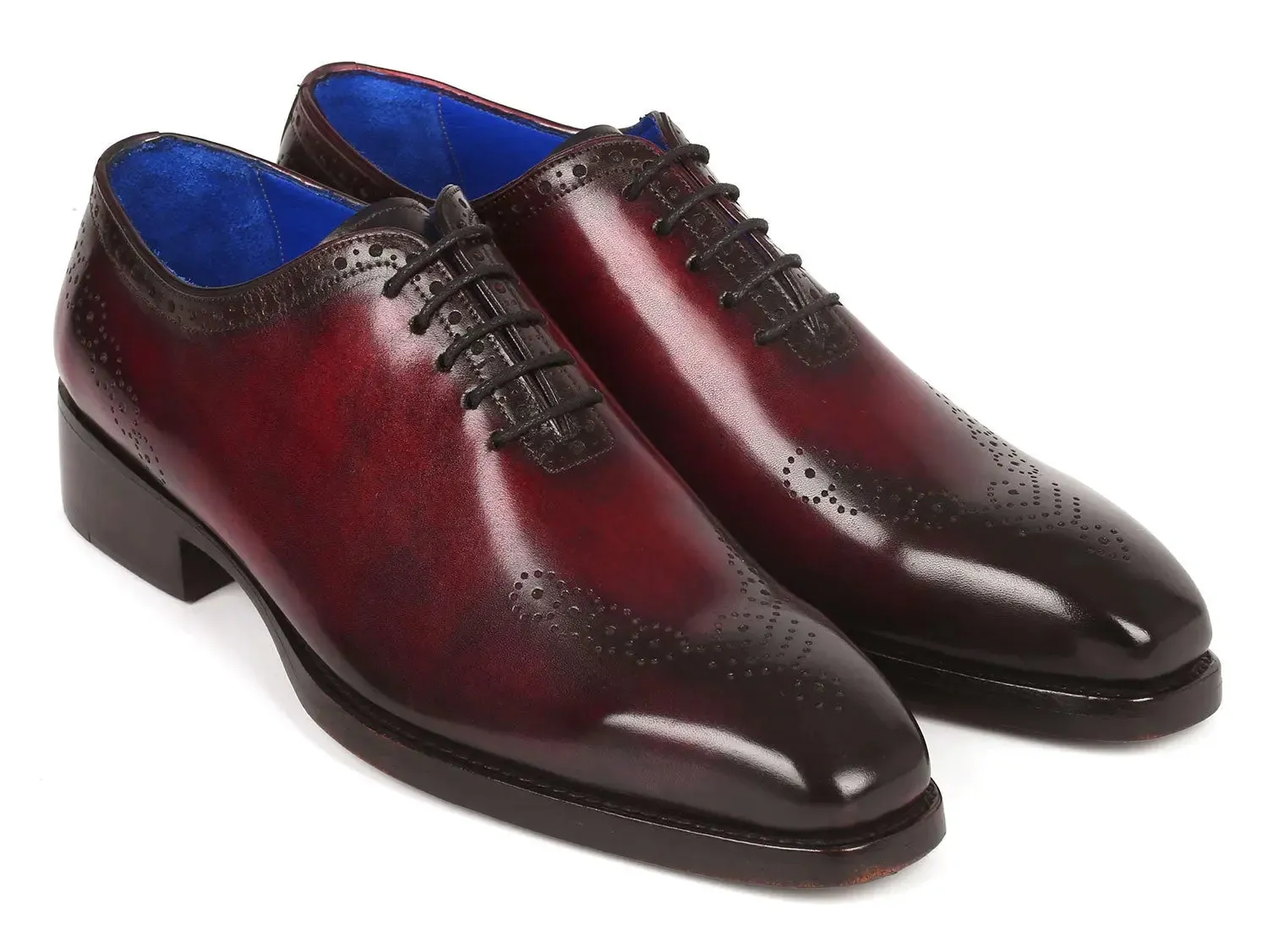 Paul Parkman Goodyear Welted Punched Oxfords in Bordeaux