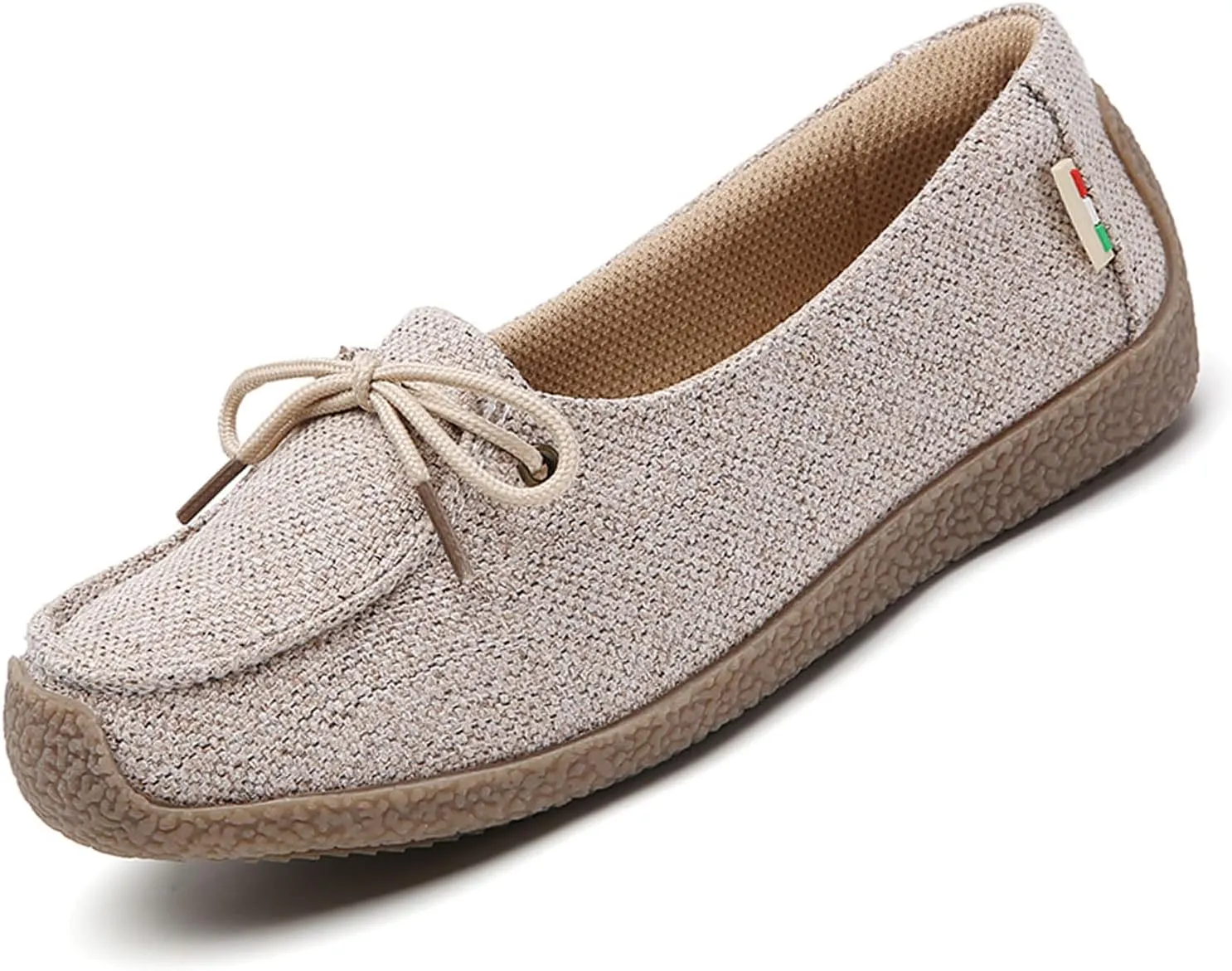 Women's Canvas Lace-up Casual Loafers,Lightweight Soft Sole Slip-on Moccasins Walking Boat Shoes,Comfortable Non-Slip Flat Fashion Sneakers