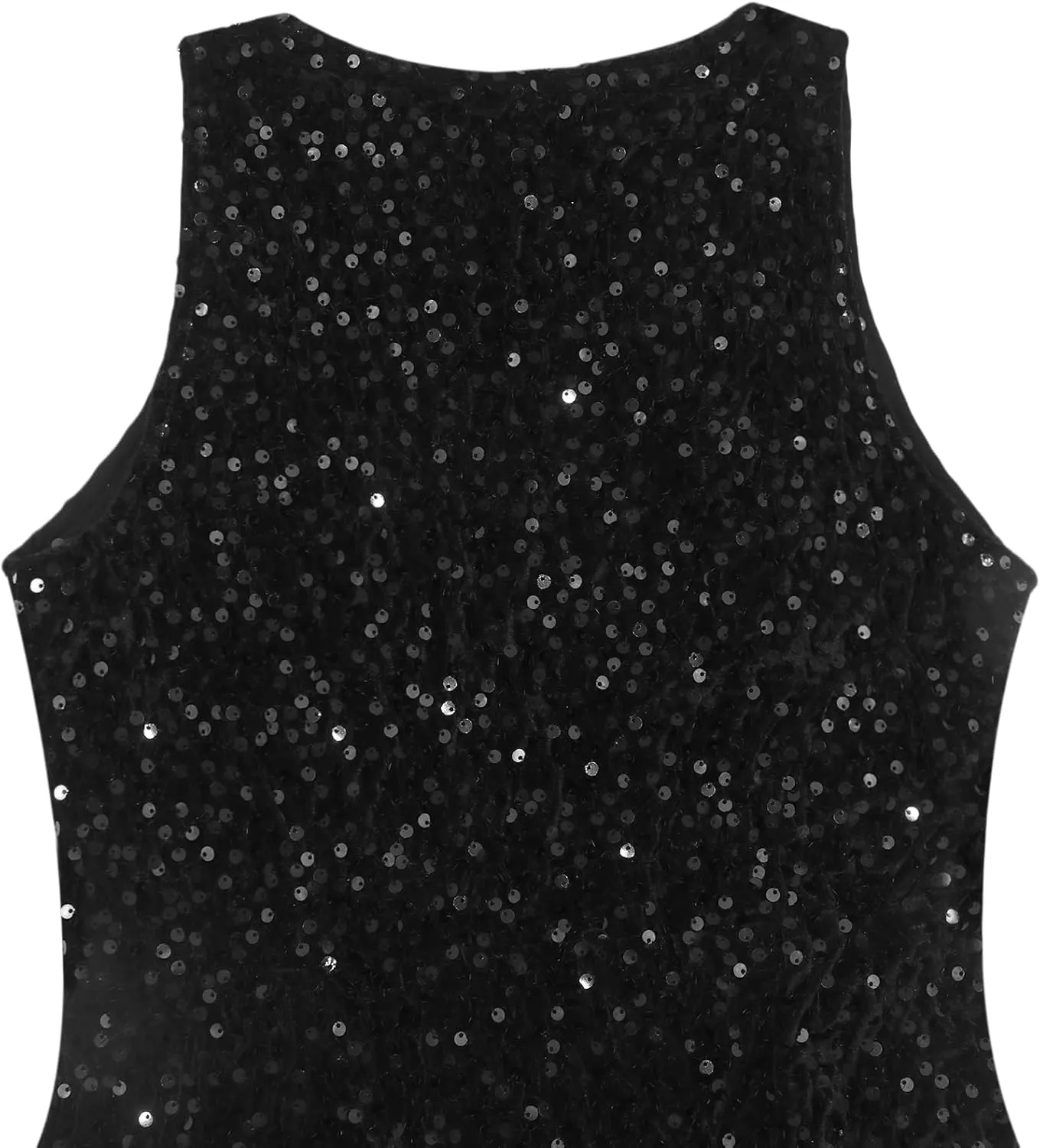 Women's Sexy Backless Sparkly Sequin Mini Dress Split Hem Glitter Velvet Tank Dress Prom Party Cocktail Dress